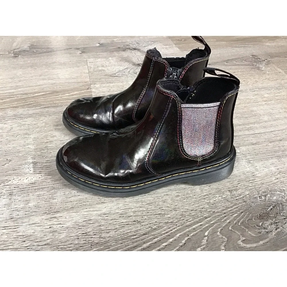 Dr. Martens Youth Girls Size 2 Boots 2976 T Sparkle Rays Glitter Leather Zip